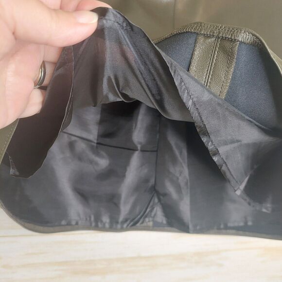 Lulus Mini Skirt Womens Large Faux Leather Dark Brown Back Zip Pockets Lined - Picture 5 of 7